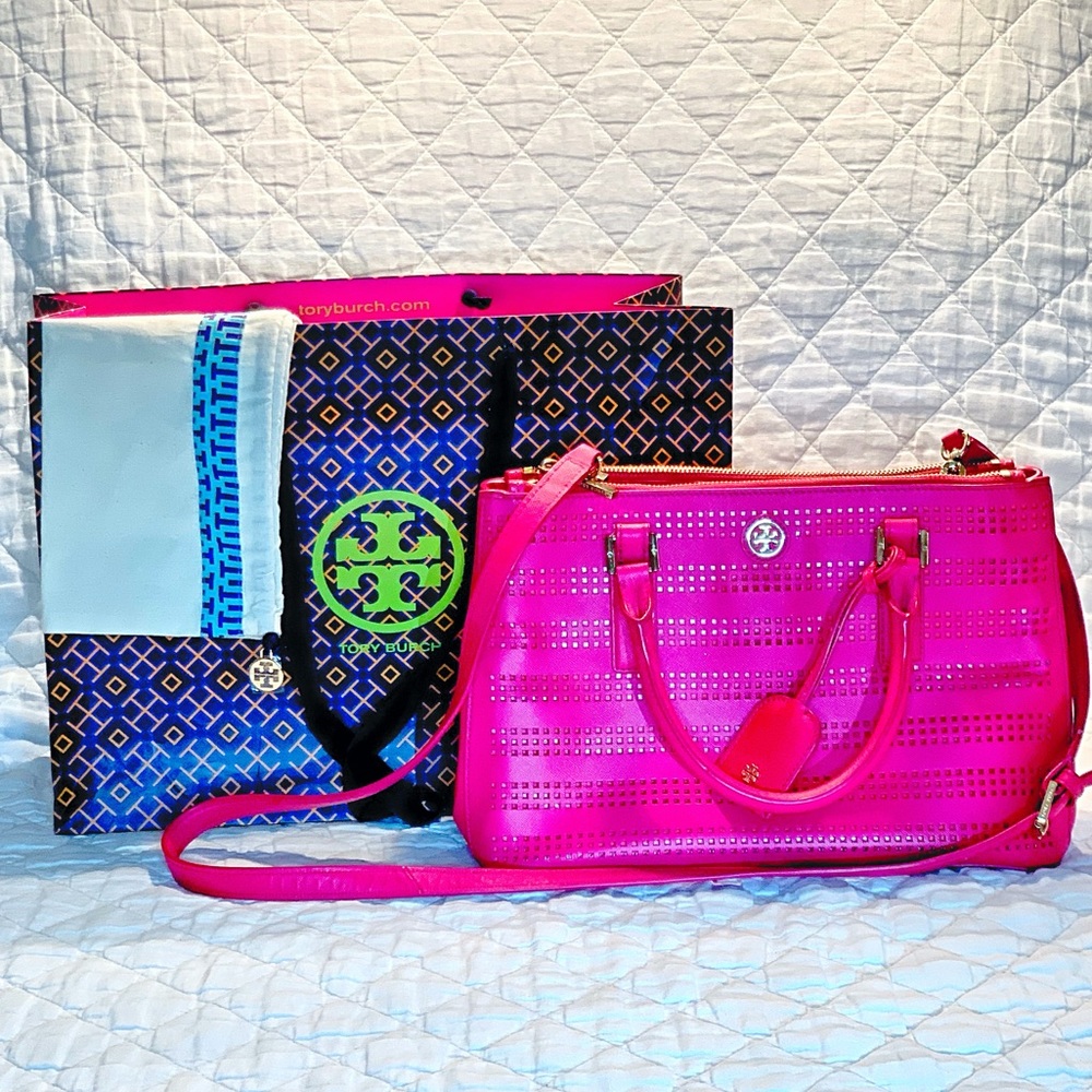 Tory Burch Robinson Perforated MicroDoubleZip Tote